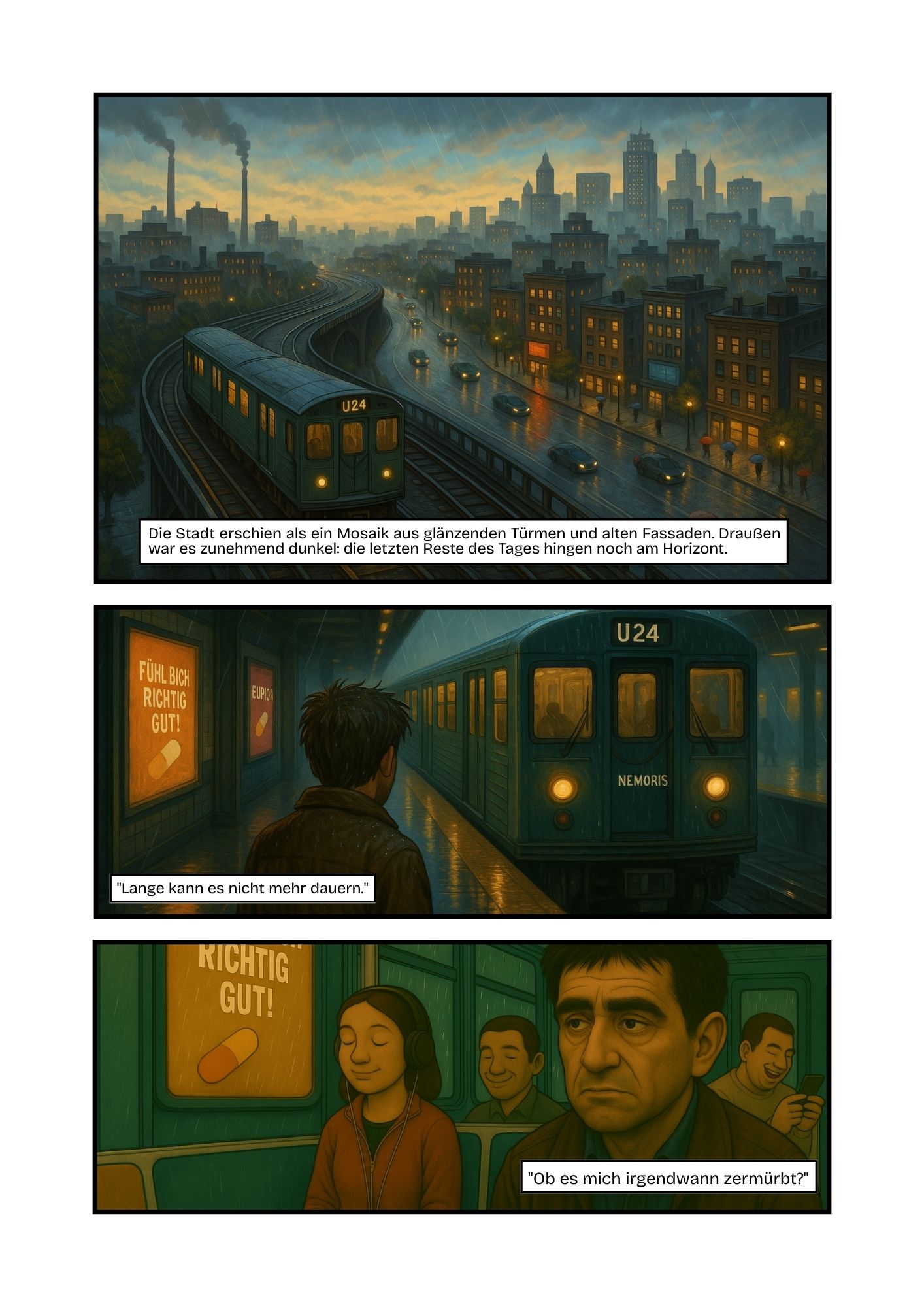 Erste Seite der Graphic Novel mit Wilbert in der Metro