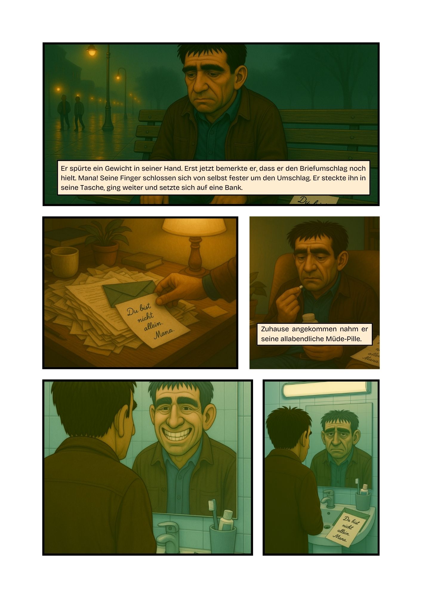 Vierte Seite der Graphic Novel mit Wilbert zu Hause